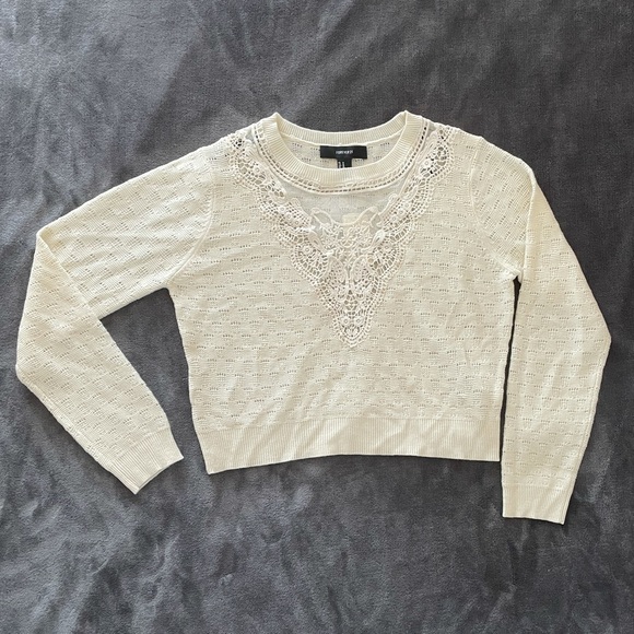 Forever 21 Beige sweater cropped Size M - Picture 1 of 2